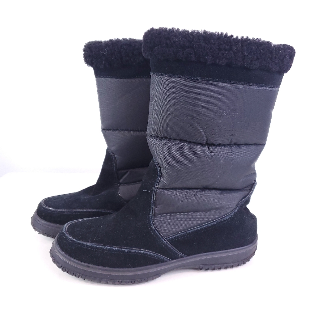 COACH New York Black Sherman Winter Boots with Fur Lining  - Picture 6 of 7